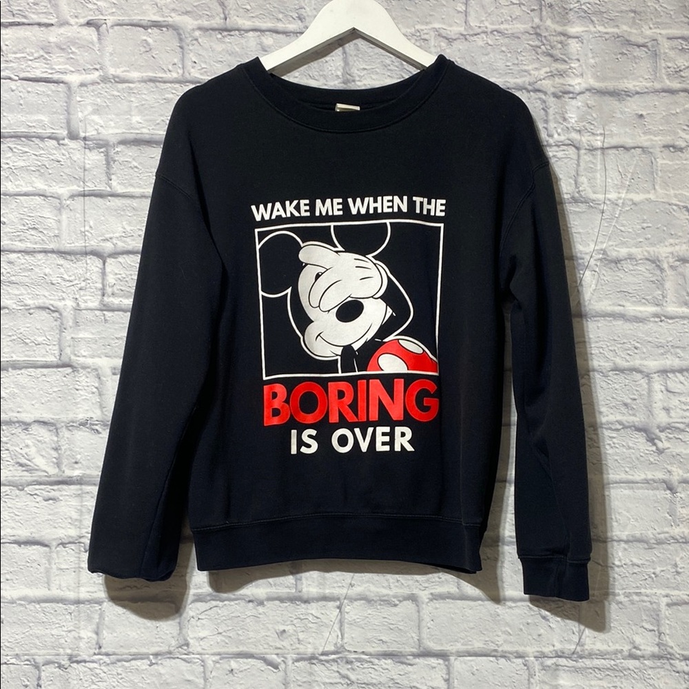 Disney Black and Red Crew Neck Sweater